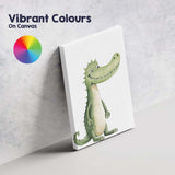 Cute Friendly Crocodile Watercolour Jungle Animal Illustration Canvas Wall Art Print Decor Picture Ready to Hang