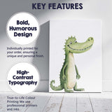 Cute Friendly Crocodile Watercolour Jungle Animal Illustration Canvas Wall Art Print Decor Picture Ready to Hang