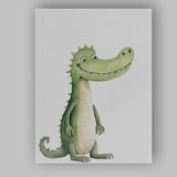 Cute Friendly Crocodile Watercolour Jungle Animal Illustration Canvas Wall Art Print Decor Picture Ready to Hang