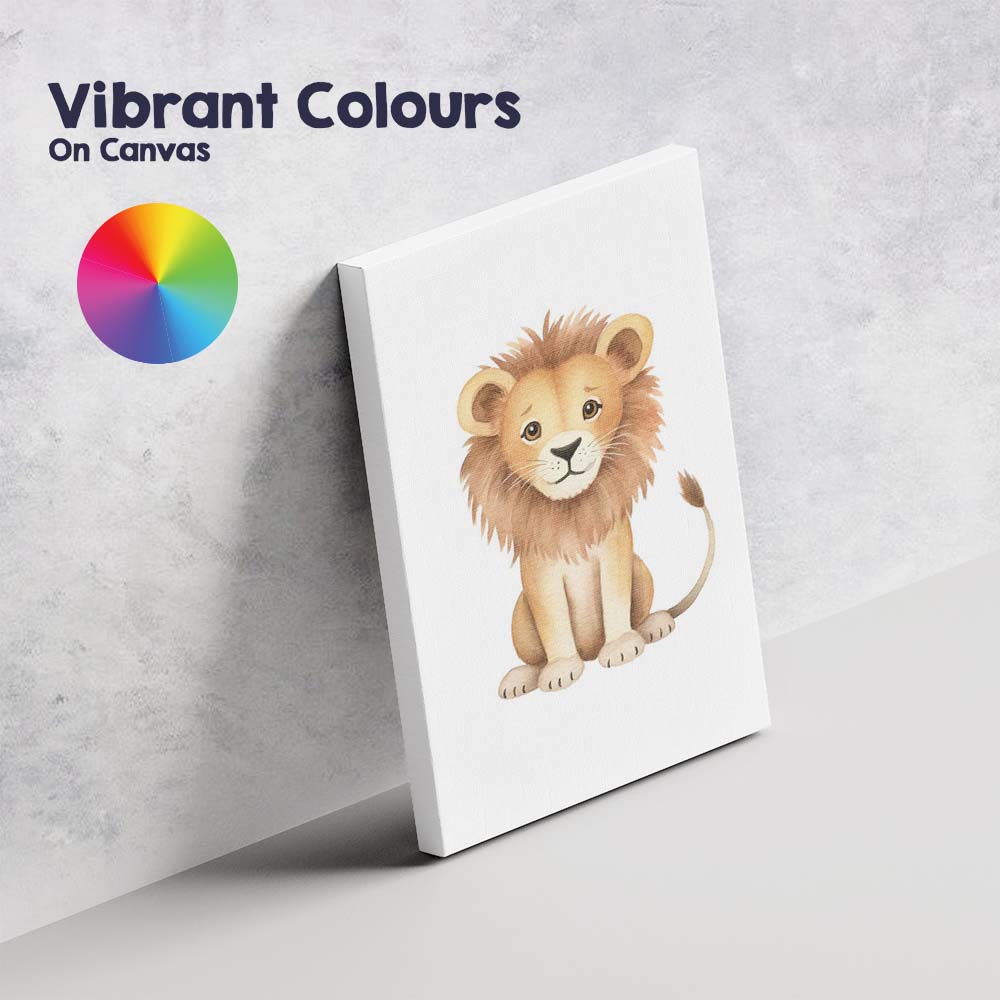 Gentle Young Lion Watercolour Safari Animal Illustration Canvas Wall Art Print Decor Picture Ready to Hang