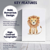 Gentle Young Lion Watercolour Safari Animal Illustration Canvas Wall Art Print Decor Picture Ready to Hang