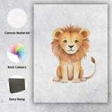 Gentle Young Lion Watercolour Safari Animal Illustration Canvas Wall Art Print Decor Picture Ready to Hang
