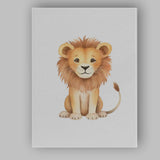 Gentle Young Lion Watercolour Safari Animal Illustration Canvas Wall Art Print Decor Picture Ready to Hang