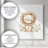 Cute Floral Lion Watercolour Nursery Animal Illustration Canvas Wall Art Print Decor Picture Ready to Hang