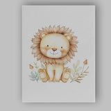 Cute Floral Lion Watercolour Nursery Animal Illustration Canvas Wall Art Print Decor Picture Ready to Hang