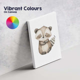 Cute Baby Raccoon Watercolour Woodland Animal Illustration Canvas Wall Art Print Decor Picture Ready to Hang