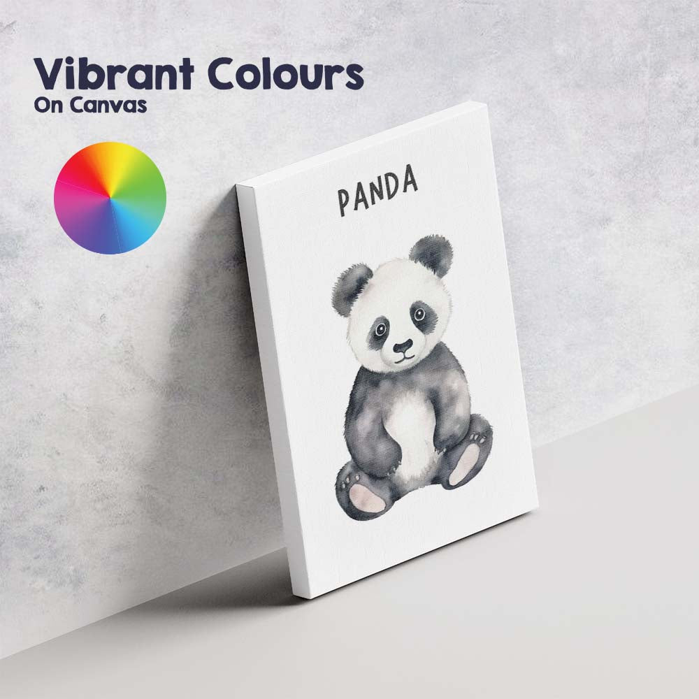 Cute Baby Panda Watercolour Nursery Animal Illustration Canvas Wall Art Print Decor Picture Ready to Hang