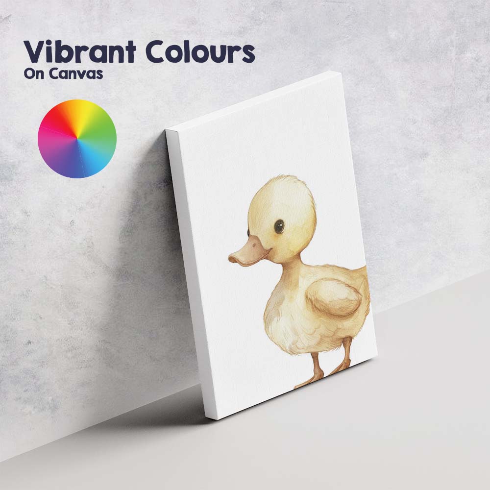 Cute Yellow Duckling Watercolour Farm Animal Illustration Canvas Wall Art Print Decor Picture Ready to Hang