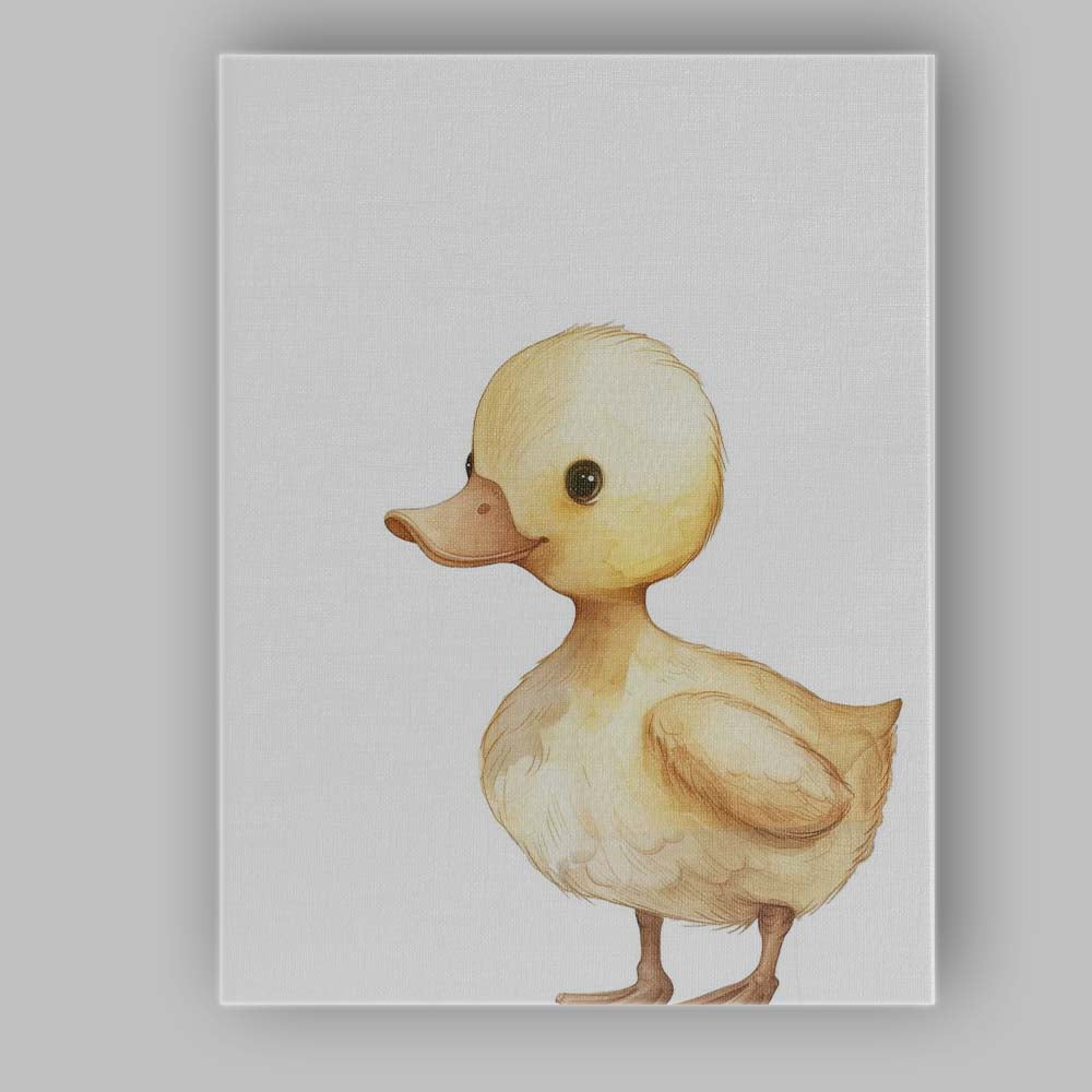 Cute Yellow Duckling Watercolour Farm Animal Illustration Canvas Wall Art Print Decor Picture Ready to Hang