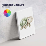 Cute Smiling Baby Tortoise Watercolour Woodland Animal Illustration Canvas Wall Art Print Decor Picture Ready to Hang