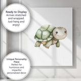 Cute Smiling Baby Tortoise Watercolour Woodland Animal Illustration Canvas Wall Art Print Decor Picture Ready to Hang