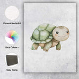 Cute Smiling Baby Tortoise Watercolour Woodland Animal Illustration Canvas Wall Art Print Decor Picture Ready to Hang