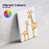 Cute Giraffe Mother and Baby Watercolour Safari Animal Illustration Canvas Wall Art Print Decor Picture Ready to Hang