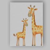 Cute Giraffe Mother and Baby Watercolour Safari Animal Illustration Canvas Wall Art Print Decor Picture Ready to Hang