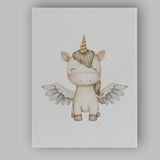 Cute Winged Unicorn Watercolour Fantasy Nursery Animal Canvas Wall Art Print Decor Picture Ready to Hang