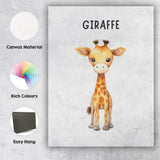 Cute Baby Giraffe Alphabet Nursery Animal Watercolour Canvas Wall Art Print Decor Picture Ready to Hang