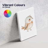 Cute Blushing Robin Bird Watercolour Woodland Nursery Illustration Canvas Wall Art Print Decor Picture Ready to Hang
