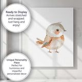 Cute Blushing Robin Bird Watercolour Woodland Nursery Illustration Canvas Wall Art Print Decor Picture Ready to Hang
