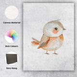 Cute Blushing Robin Bird Watercolour Woodland Nursery Illustration Canvas Wall Art Print Decor Picture Ready to Hang