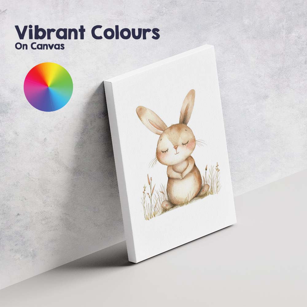 Cute Sleeping Bunny Rabbit Watercolour Woodland Nursery Animal Canvas Wall Art Print Decor Picture Ready to Hang