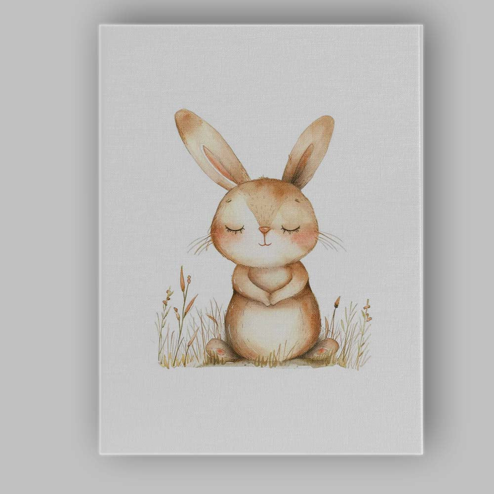 Cute Sleeping Bunny Rabbit Watercolour Woodland Nursery Animal Canvas Wall Art Print Decor Picture Ready to Hang
