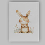 Cute Sleeping Bunny Rabbit Watercolour Woodland Nursery Animal Canvas Wall Art Print Decor Picture Ready to Hang