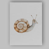 Cute Spiral Shell Snail Watercolour Woodland Animal Illustration Canvas Wall Art Print Decor Picture Ready to Hang