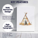 Boho Tribal Teepee Tent Watercolour Nursery Adventure Canvas Wall Art Print Decor Picture Ready to Hang