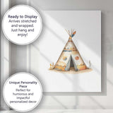 Boho Tribal Teepee Tent Watercolour Nursery Adventure Canvas Wall Art Print Decor Picture Ready to Hang