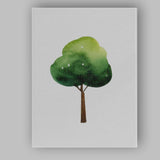 Minimal Green Woodland Tree Watercolour Nursery Illustration Canvas Wall Art Print Decor Picture Ready to Hang