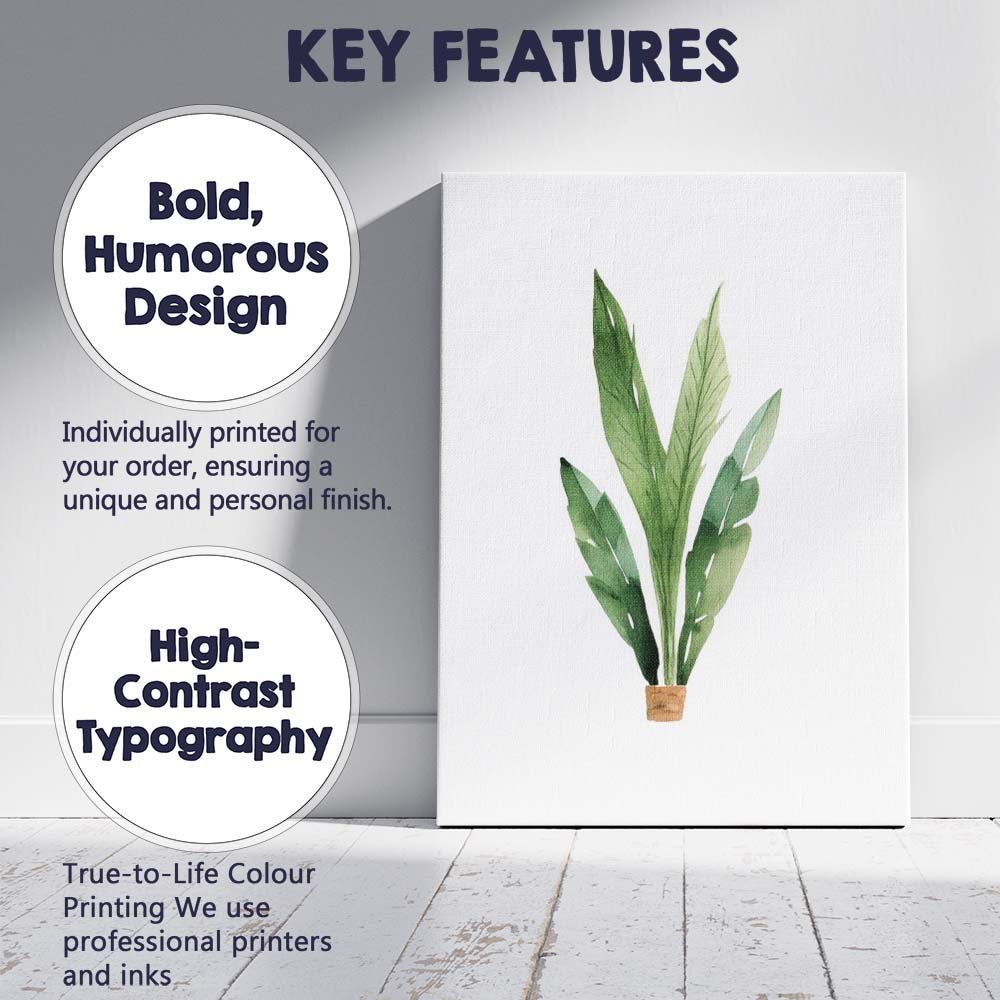 Minimal Tropical Leaf Plant Watercolour Botanical Nursery Canvas Wall Art Print Decor Picture Ready to Hang