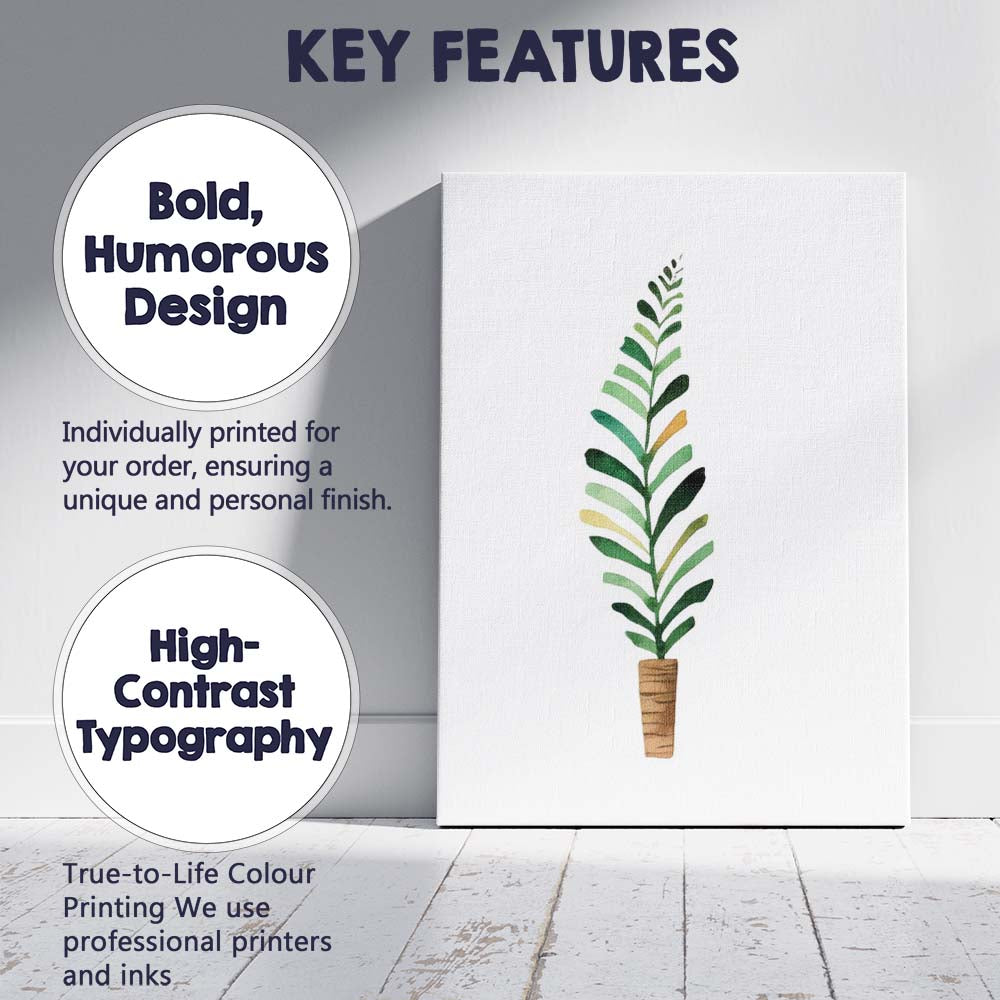 Minimal Potted Tropical Leaf Watercolour Botanical Nursery Canvas Wall Art Print Decor Picture Ready to Hang