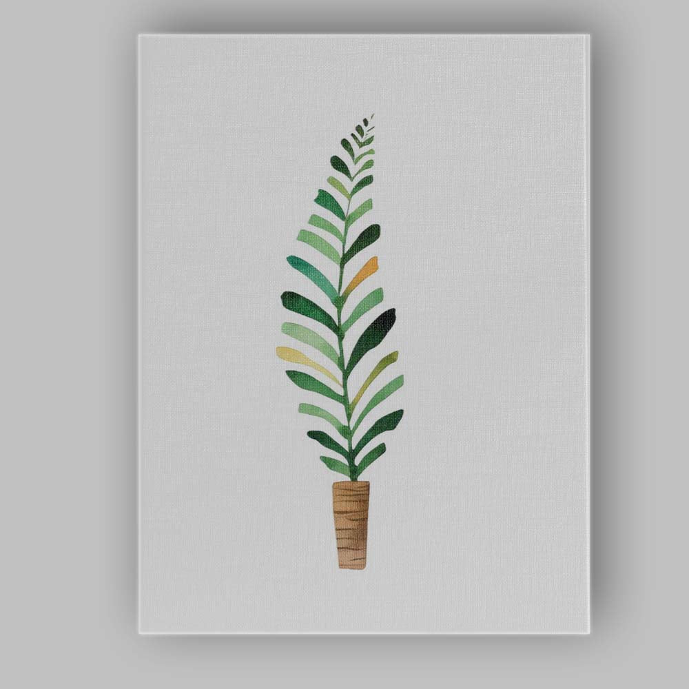 Minimal Potted Tropical Leaf Watercolour Botanical Nursery Canvas Wall Art Print Decor Picture Ready to Hang