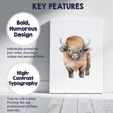 Baby Highland Cow Watercolour Farm Animal Nursery Canvas Wall Art Print Decor Picture Ready to Hang