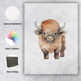 Baby Highland Cow Watercolour Farm Animal Nursery Canvas Wall Art Print Decor Picture Ready to Hang