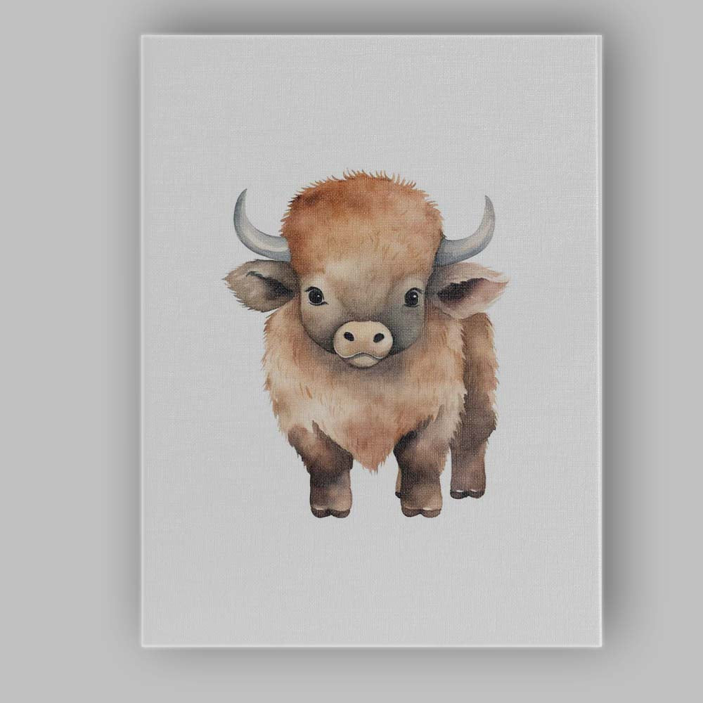 Baby Highland Cow Watercolour Farm Animal Nursery Canvas Wall Art Print Decor Picture Ready to Hang