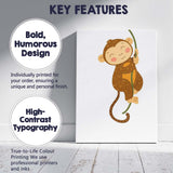 Cute Climbing Monkey Jungle Nursery Illustration Canvas Wall Art Print Decor Picture Ready to Hang