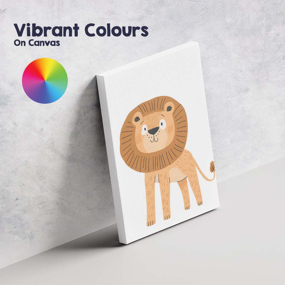 Cute Smiling Lion Jungle Nursery Illustration Canvas Wall Art Print Decor Picture Ready to Hang