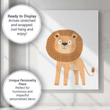 Cute Smiling Lion Jungle Nursery Illustration Canvas Wall Art Print Decor Picture Ready to Hang