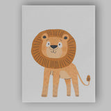 Cute Smiling Lion Jungle Nursery Illustration Canvas Wall Art Print Decor Picture Ready to Hang