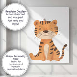 Cute Smiling Tiger Jungle Nursery Animal Illustration Canvas Wall Art Print Decor Picture Ready to Hang