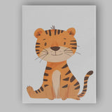 Cute Smiling Tiger Jungle Nursery Animal Illustration Canvas Wall Art Print Decor Picture Ready to Hang