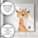 Cute Happy Giraffe Safari Nursery Animal Illustration Canvas Wall Art Print Decor Picture Ready to Hang