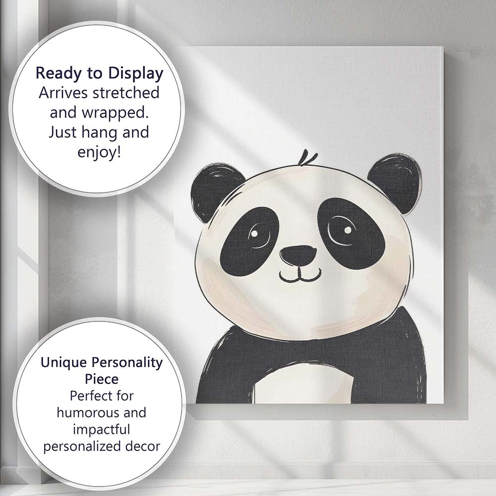 Cute Panda Bear Nursery Animal Portrait Canvas Wall Art Print Decor Picture Ready to Hang