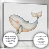 Cute Sleeping Blue Whale Watercolour Nursery Illustration Canvas Wall Art Print Decor Picture Ready to Hang