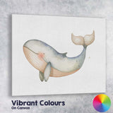Cute Sleeping Blue Whale Watercolour Nursery Illustration Canvas Wall Art Print Decor Picture Ready to Hang