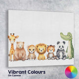 Cute Safari Jungle Animals Nursery Border Watercolour Illustration Canvas Wall Art Print Decor Picture Ready to Hang