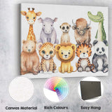 Cute Safari Baby Animals Collection Watercolour Nursery Illustration Canvas Wall Art Print Decor Picture Ready to Hang