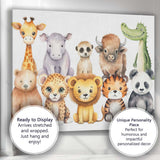 Cute Safari Baby Animals Collection Watercolour Nursery Illustration Canvas Wall Art Print Decor Picture Ready to Hang