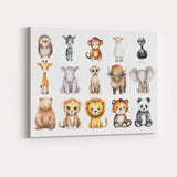 Cute Woodland And Safari Baby Animals Set Watercolour Illustration Canvas Wall Art Print Decor Picture Ready to Hang